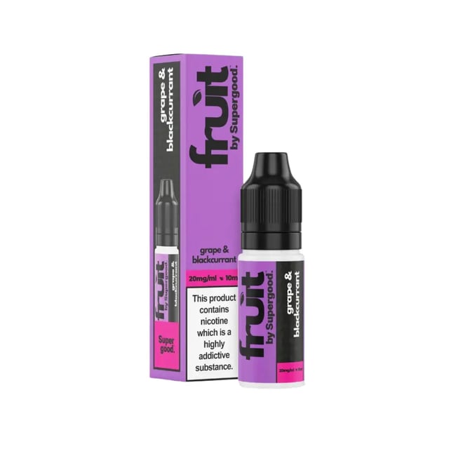 Fruit by Supergood Grape & Blackcurrant nic salt e-liquid, 10ml bottle, 5mg 10mg 20mg strengths
