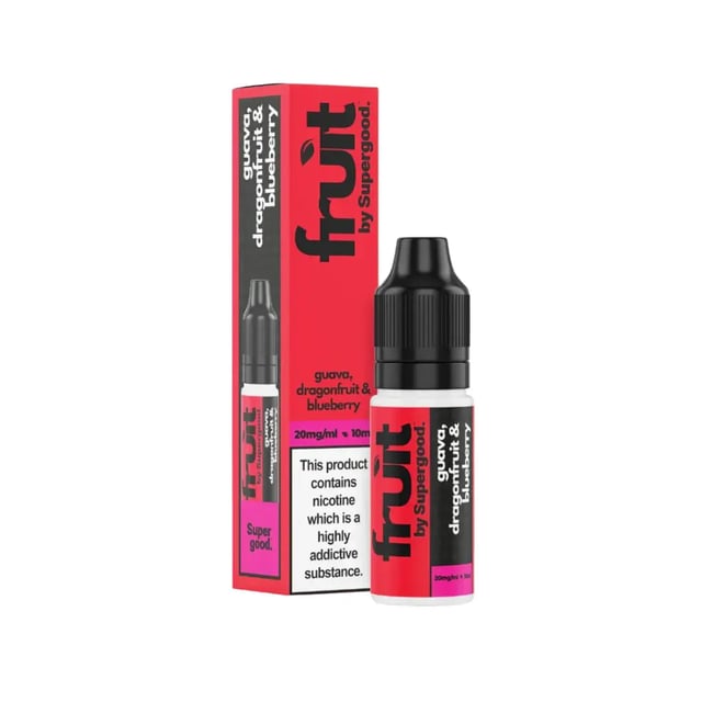 Fruit by Supergood Guava, Dragonfruit & Blueberry nic salt e-liquid, 10ml bottle, 5mg 10mg 20mg strengths