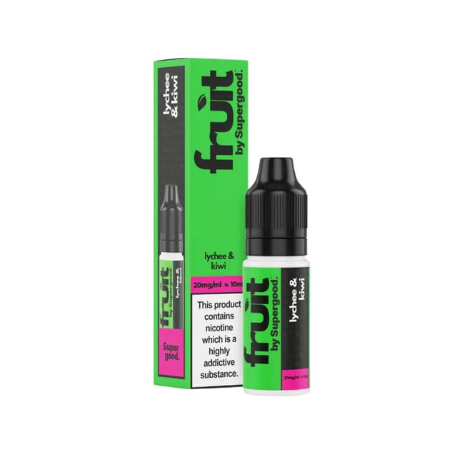 Fruit by Supergood Lychee & Kiwi nic salt e-liquid, 10ml bottle, 5mg 10mg 20mg strengths
