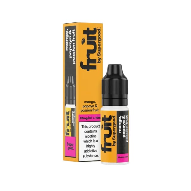 Fruit by Supergood Mango, Papaya & Passion Fruit nic salt, 10ml bottle, 5mg 10mg 20mg strengths