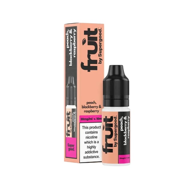 Fruit by Supergood Peach, Blackberry & Raspberry nic salt 10ml bottle, 5mg 10mg 20mg strengths