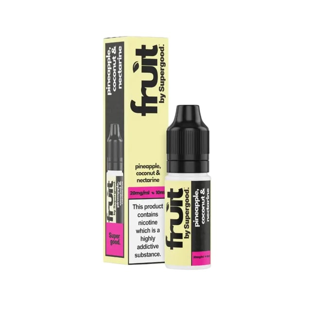 Fruit by Supergood Pineapple, Coconut & Nectarine nic salt e-liquid, 10ml bottle, 5mg 10mg 20mg strengths