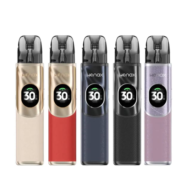 Geekvape Wenax Q2 refillable pod vape kit in aluminium finish with colour screen display