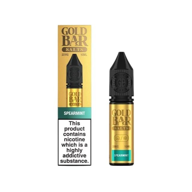 Gold Bar Spearmint Nic Salt 10ml bottle, 50/50 e-liquid in 10mg and 20mg strengths