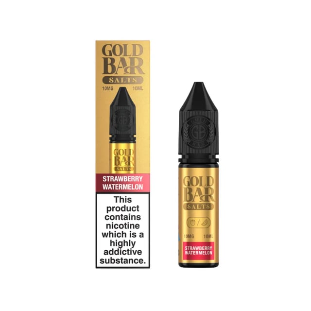 Gold Bar Strawberry Watermelon nic salt e-liquid, 10ml bottle, 10mg and 20mg strengths