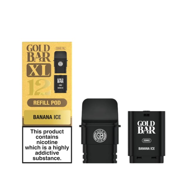Gold Bar XL Refill Pods, a prefilled pod kit pack with 2ml pod and 10ml bottle for the Gold Bar XL vape kit