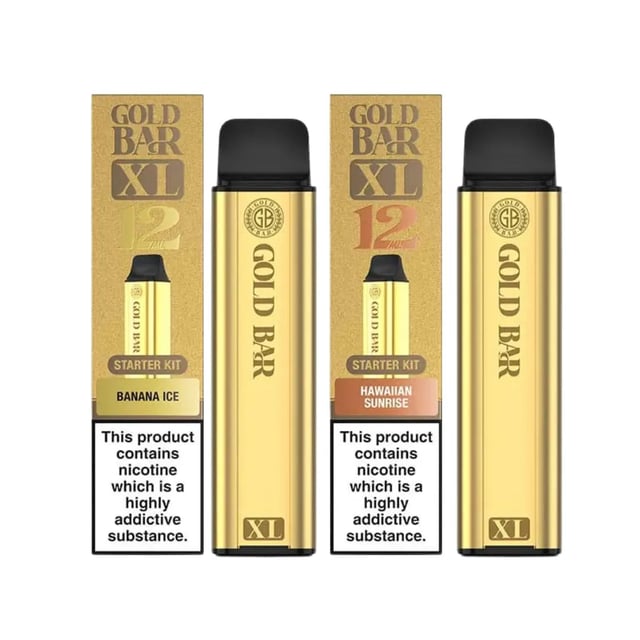 Gold Bar XL 10K prefilled pod kit vape device standing upright on a plain background