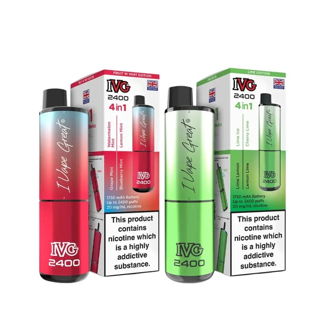 IVG 2400 Rechargeable 4 in 1 Pod Kit, a prefilled pod kit with four sealed flavour pods