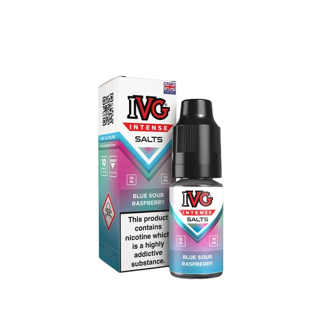 IVG Intense Blue Sour Raspberry nic salt e-liquid, 10ml bottle, 10mg and 20mg nicotine strengths