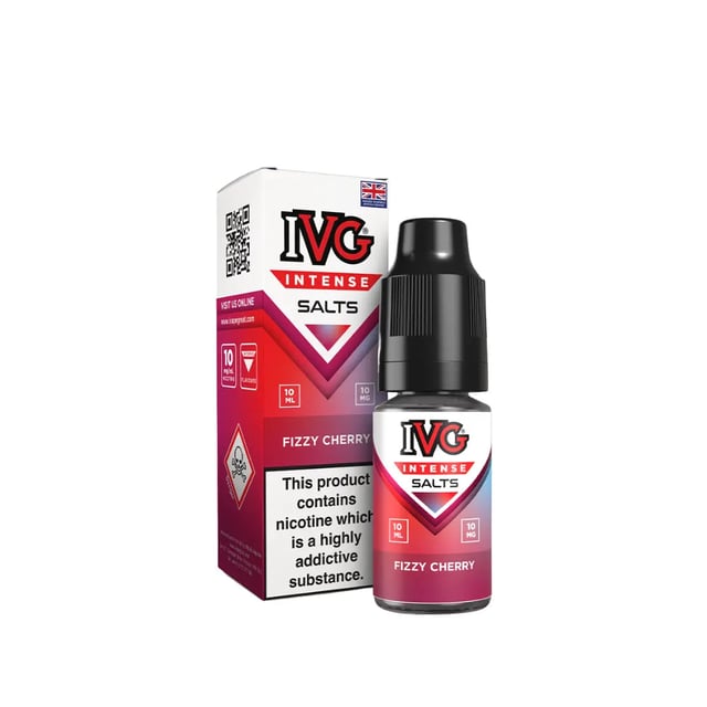 IVG Intense Fizzy Cherry nic salt e-liquid, 10ml bottle, 10mg and 20mg strengths