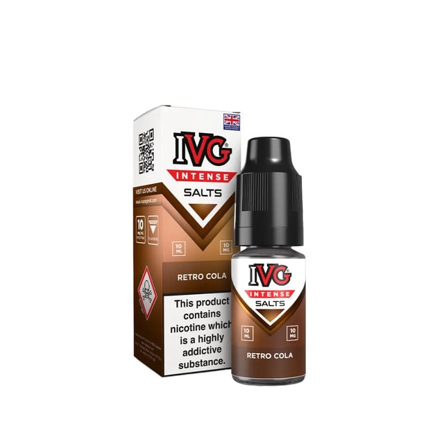 IVG Intense Retro Cola nic salt e-liquid, 10ml bottle, 50/50 blend, 10mg and 20mg strengths