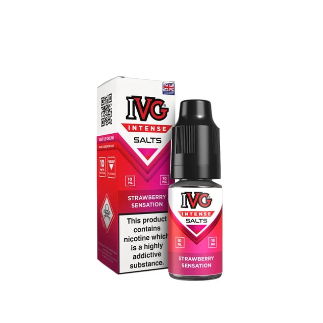 IVG Intense Strawberry Sensation 10ml nic salt e-liquid bottle, 10mg and 20mg strengths