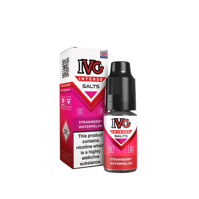IVG Intense Strawberry Watermelon nicotine salt e-liquid, 10ml bottle, 10mg and 20mg strengths