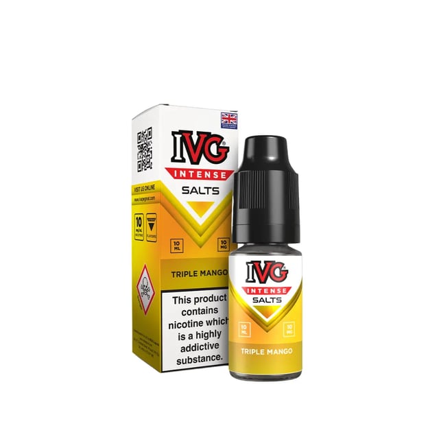 IVG Intense Triple Mango nic salt e-liquid 10ml bottle, 10mg and 20mg nicotine strengths