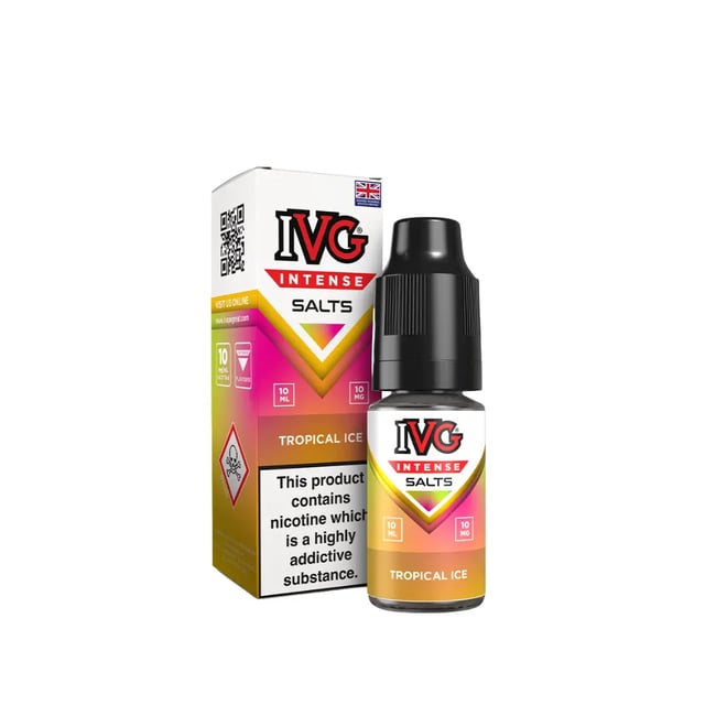 IVG Intense Tropical Ice nic salt e-liquid 10ml bottle, available in 10mg and 20mg strengths