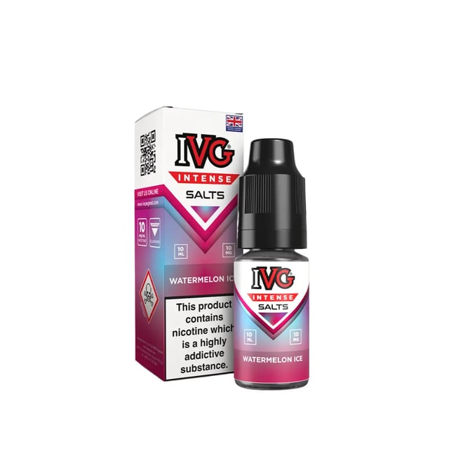 IVG Intense Watermelon Ice nic salt e-liquid, 10ml bottle, 10mg and 20mg strengths, 50/50 VG/PG
