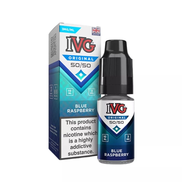 IVG Original Blue Raspberry 50:50 e-liquid, 10ml bottle, available in 3mg, 6mg and 12mg nicotine strengths