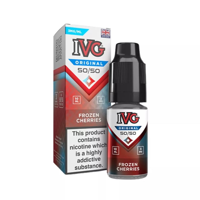 IVG Original Frozen Cherries 50/50 10ml e-liquid bottle, freebase nicotine in 3mg, 6mg and 12mg strengths