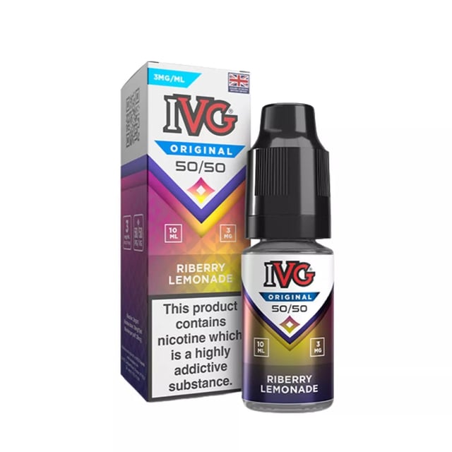 IVG Original Riberry Lemonade 50/50 10ml e-liquid bottle, freebase nicotine in 3mg, 6mg and 12mg strengths