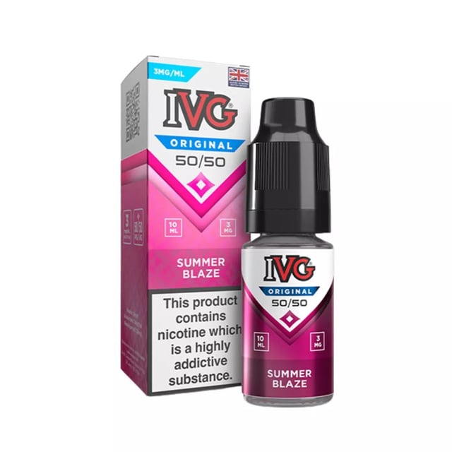 IVG Original Summer Blaze 50/50 10ml e-liquid bottle in 3mg, 6mg and 12mg freebase nicotine strengths
