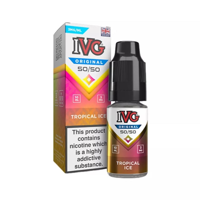 IVG Original Tropical Ice 50/50 10ml freebase e-liquid bottle, available in 3mg, 6mg and 12mg