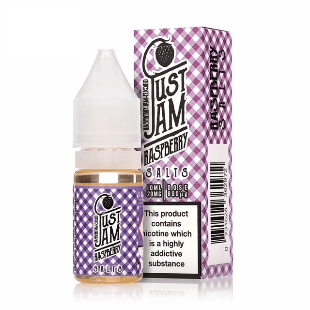 Just Jam Raspberry nic salt e-liquid 10ml bottle, 10mg and 20mg strengths, 50/50 VG/PG for MTL vaping