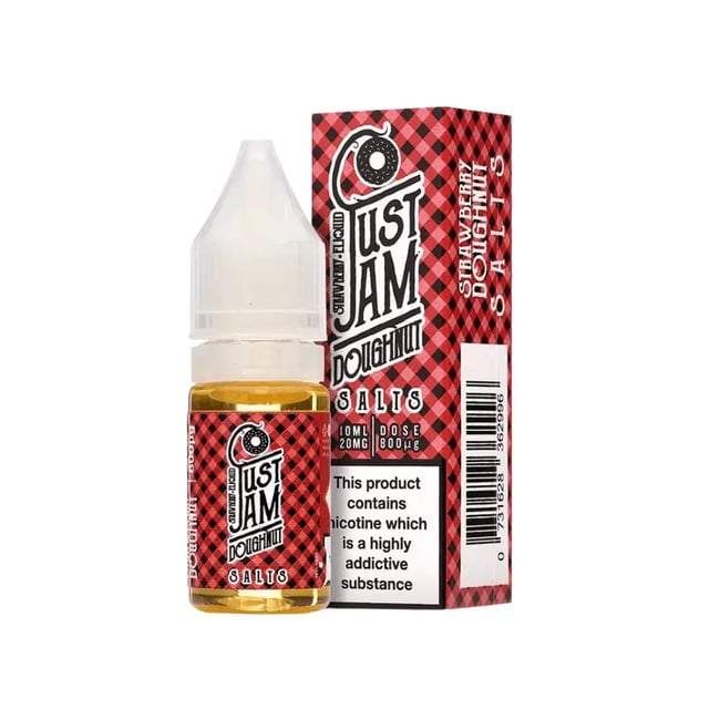 Just Jam Strawberry Doughnut nic salt e-liquid, 10ml bottle, 10mg and 20mg strengths