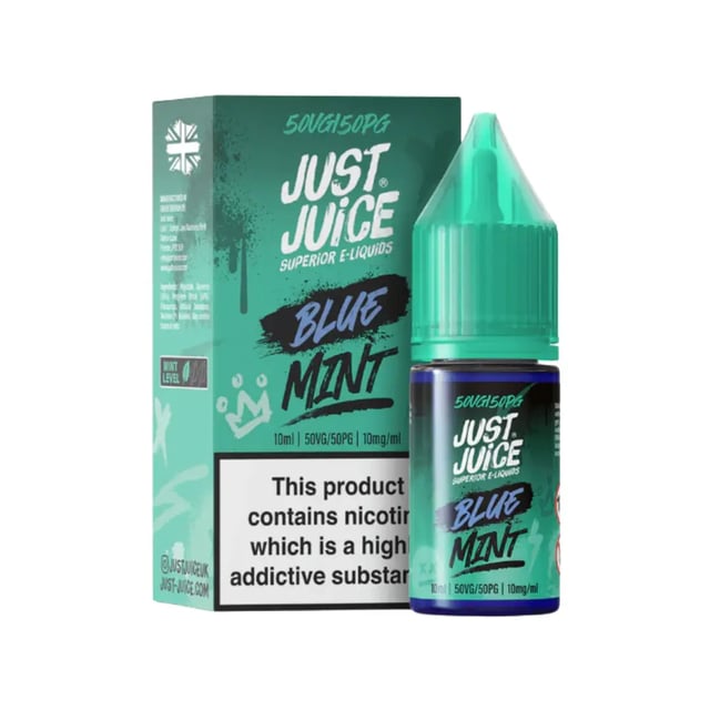 Just Juice Blue Mint nic salt e-liquid, 10ml bottle, 50/50 VG/PG, 10mg and 20mg strengths