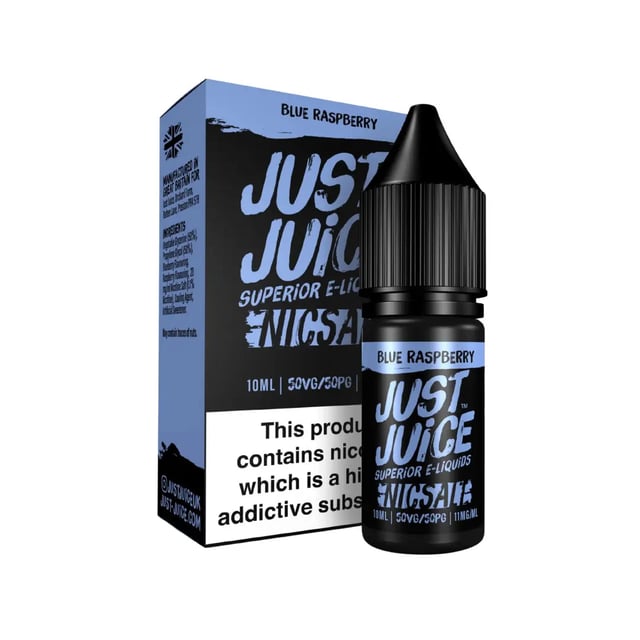 Just Juice Blue Raspberry nic salt 10ml bottle, 50/50 VG/PG, available in 11mg and 20mg strengths