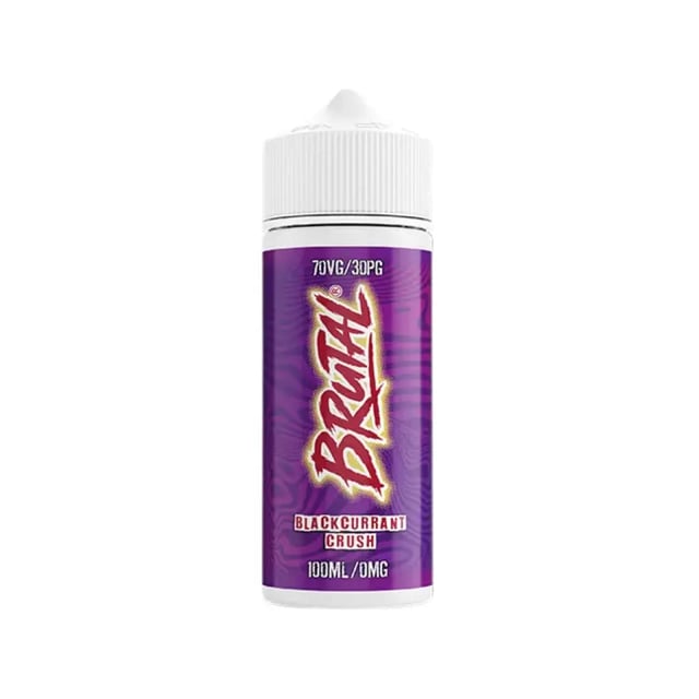 Just Juice Brutal Blackcurrant Crush 100ml shortfill e-liquid bottle, nicotine free, with room for nic shots