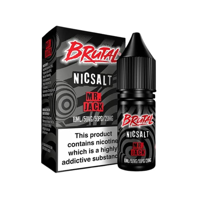 Just Juice Brutal Mr Jack nic salt e-liquid, 10ml bottle, cola and aniseed sweet flavour, 11mg and 20mg
