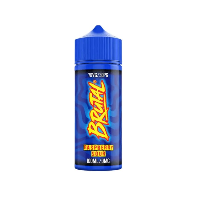 Just Juice Brutal Raspberry Sour 100ml shortfill e-liquid bottle, nicotine free 0mg