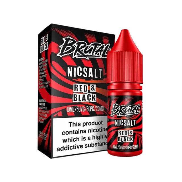 Just Juice Brutal Red & Black nic salt e-liquid, 10ml bottle, available in 11mg and 20mg strengths
