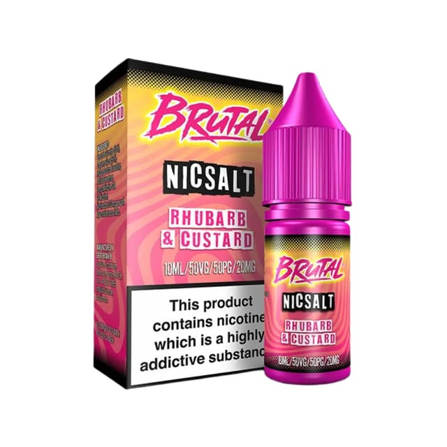 Just Juice Brutal Rhubarb & Custard nic salt e-liquid, 10ml bottle, 11mg and 20mg strengths