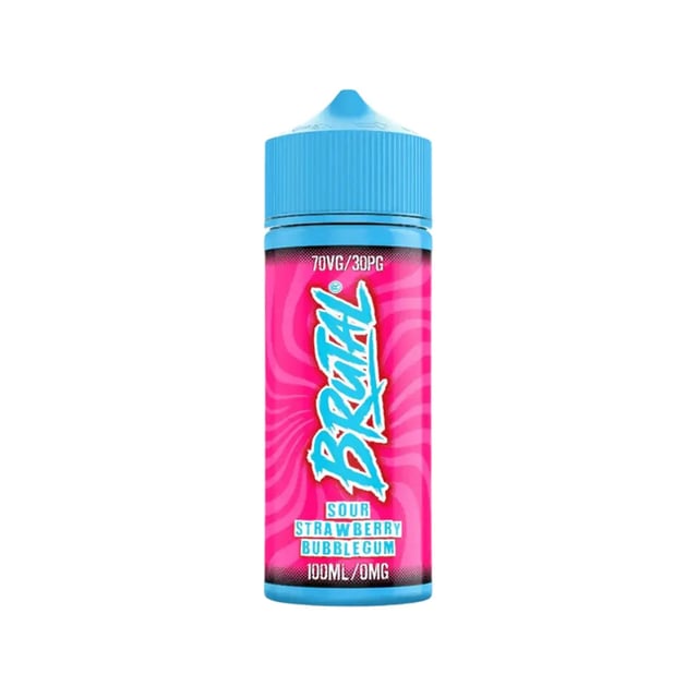 Just Juice Brutal Sour Strawberry Bubblegum 100ml nicotine free shortfill e-liquid bottle