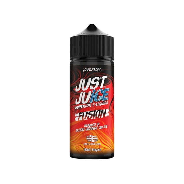 Just Juice Fusion Mango & Blood Orange On Ice 100ml nicotine free shortfill e-liquid bottle