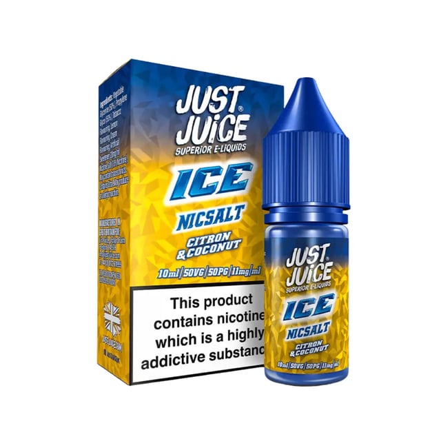 Just Juice Ice Citron & Coconut Ice nic salt e-liquid, 10ml bottle, 50/50 VG/PG, available in 11mg and 20mg