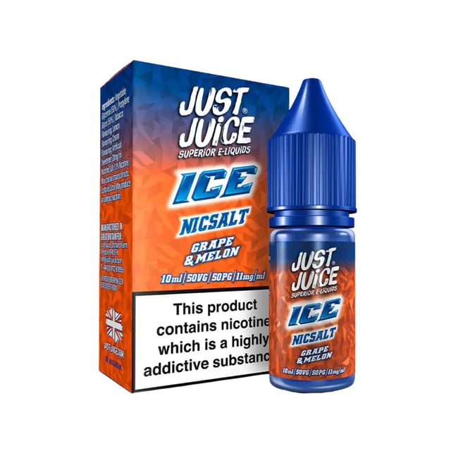 Just Juice Ice Grape & Melon Ice nic salt e-liquid, 10ml bottle, 50/50 VG/PG, 11mg and 20mg strengths