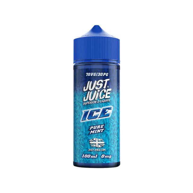 Just Juice Ice Pure Mint 100ml nicotine free shortfill e-liquid bottle, 70/30 VG/PG