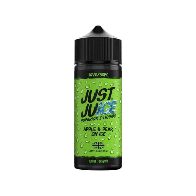 Just Juice Iconic Apple & Pear On Ice 100ml nicotine free shortfill e-liquid bottle