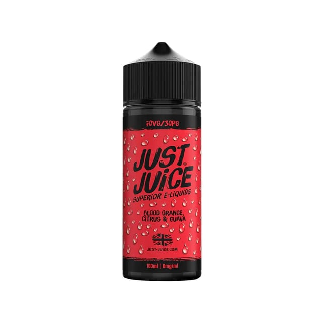 Just Juice Blood Orange, Citrus & Guava 100ml nicotine free shortfill e-liquid bottle