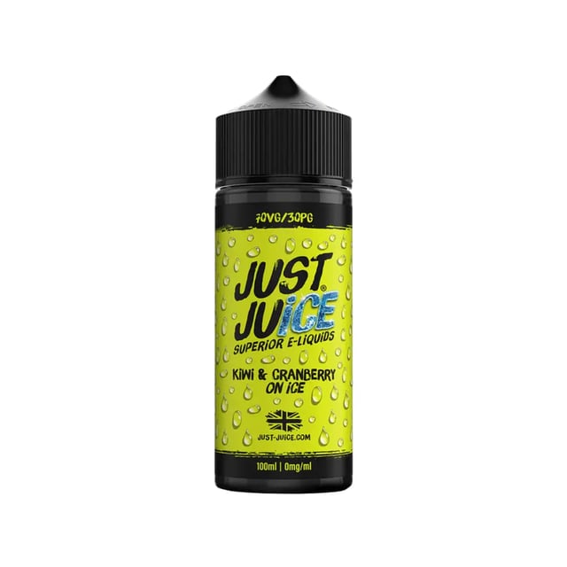 Just Juice Kiwi & Cranberry On Ice 100ml nicotine free shortfill e-liquid bottle