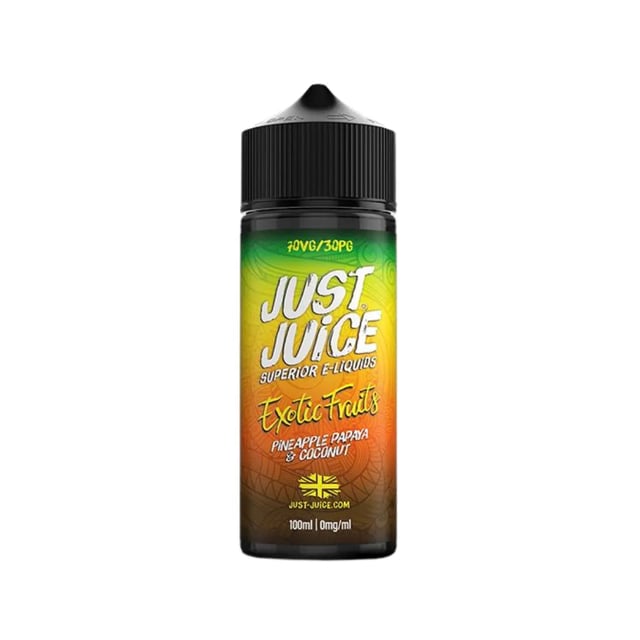 Just Juice Pineapple, Papaya & Coconut 100ml shortfill bottle, nicotine free e-liquid with room for nic shots