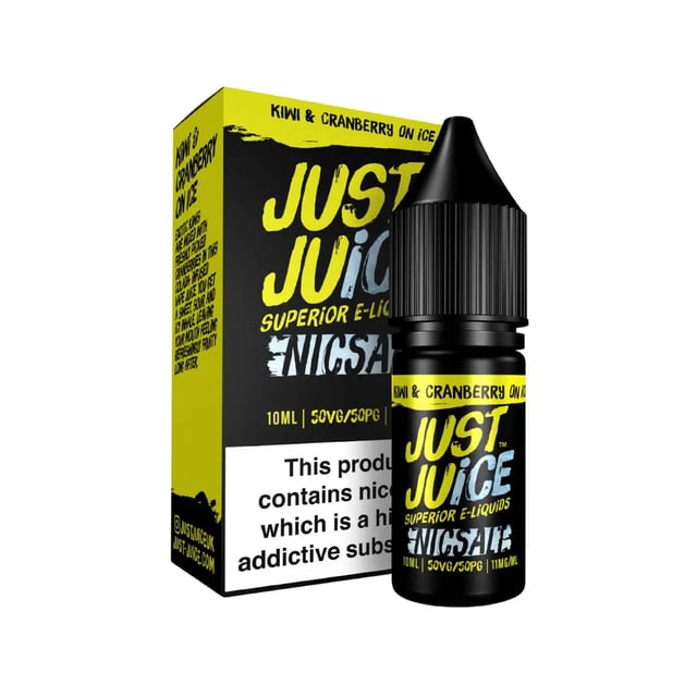 Just Juice Kiwi & Cranberry On Ice nic salt e-liquid, 10ml bottle, 11mg and 20mg strengths