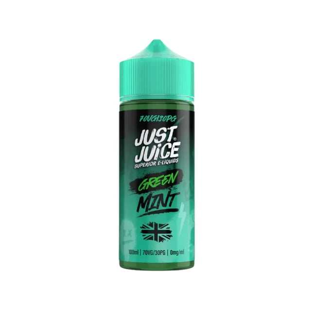 Just Juice Green Mint 100ml nicotine free shortfill e-liquid bottle, 70/30 VG/PG