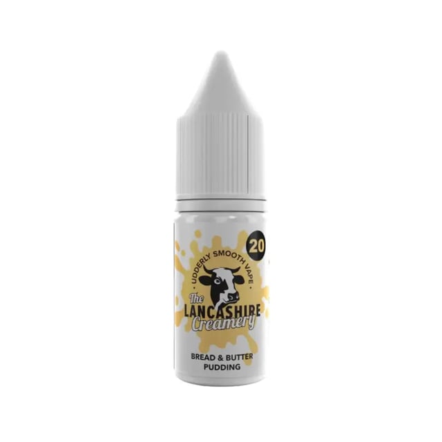 Lancashire Creamery Bread & Butter Pudding nic salt, 10ml bottle, 5mg 10mg 20mg strengths for MTL pod kits