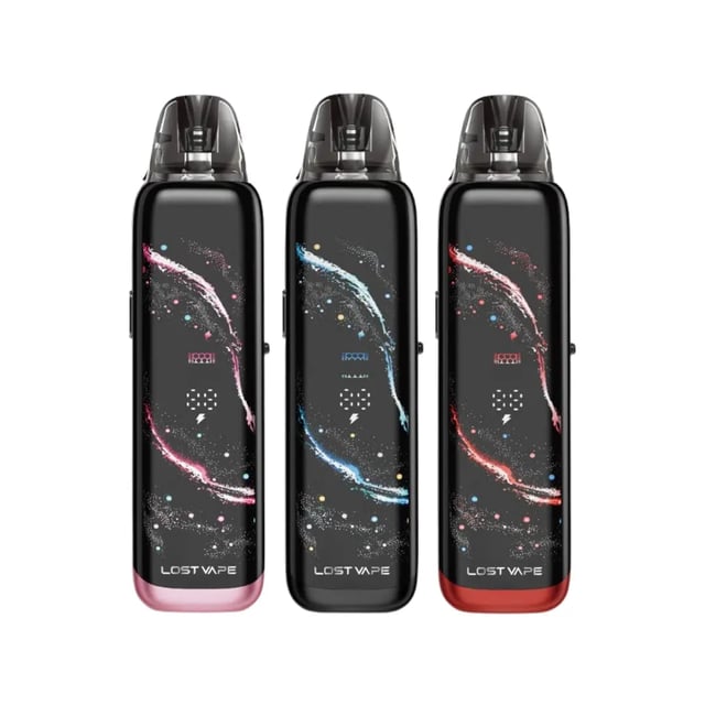 Lost Vape Galaxy T360 refillable pod vape kit shown with its 360° galaxy LED screen design