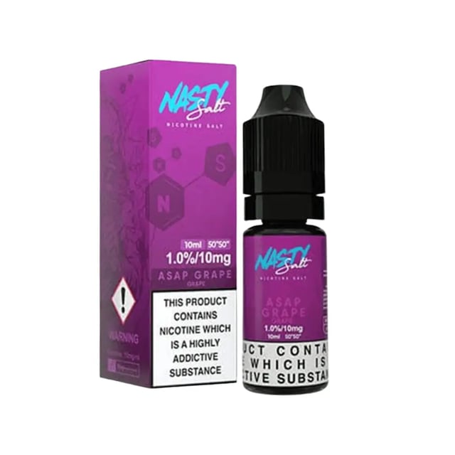 Nasty Salt Reborn Asap Grape 10ml nic salt e-liquid bottle, 50VG/50PG, 10mg and 20mg strengths
