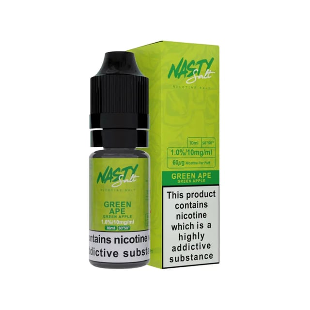 Nasty Salt Reborn Green Ape 10ml nic salt e-liquid bottle, 50/50 VG/PG, 10mg and 20mg strengths