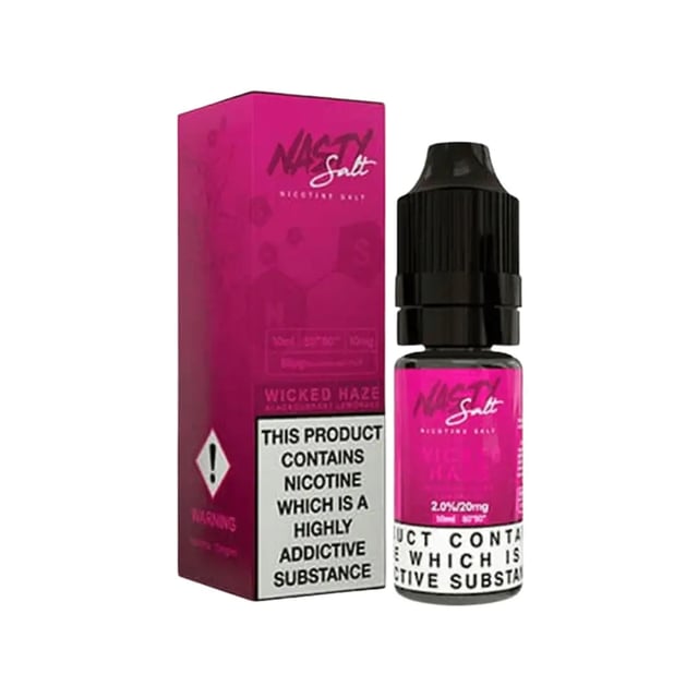 Nasty Salt Reborn Wicked Haze 10ml nic salt e-liquid bottle, blackcurrant lemonade flavour, 10mg and 20mg strengths